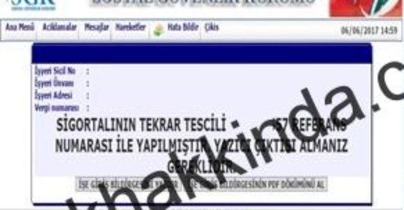 işe giriş bildirgesi referans kodu