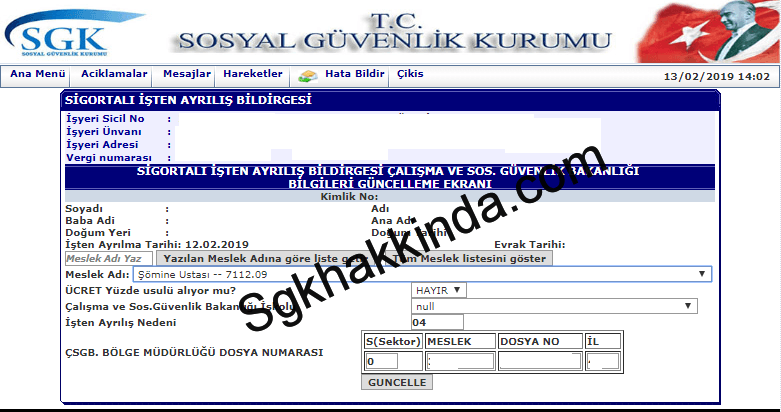 İşten çıkış bildirgesi güncelleme işten çıkış bildirgesi güncelleme - İşten çıkış bildirgesi güncelleme